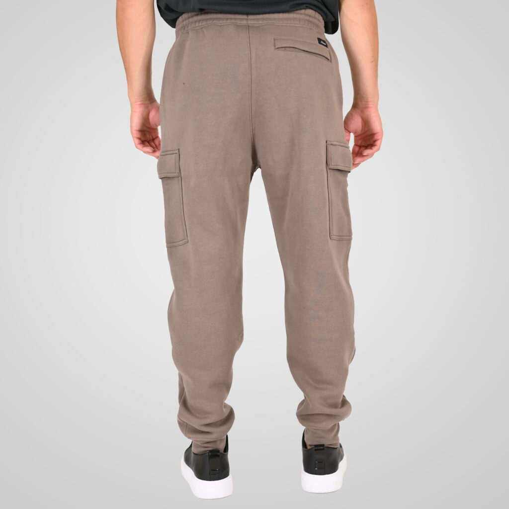 262RPAN-6047 JOGGER PANTS WITH ELASTIC WAISTBAND AND HEM. AND CARGO POCKETS (RELAXED FIT) (BRUSHED FLEECE) TAUPE