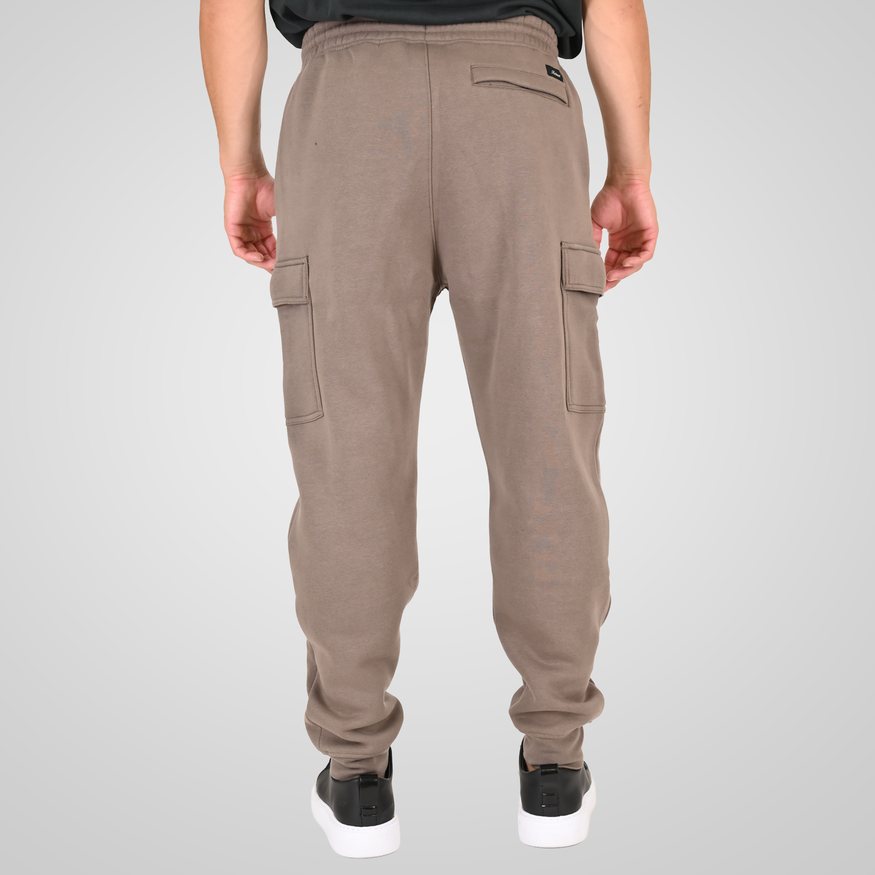 262RPAN-6047 JOGGER PANTS WITH ELASTIC WAISTBAND AND HEM. AND CARGO POCKETS (RELAXED FIT) (BRUSHED FLEECE) TAUPE - Image 4