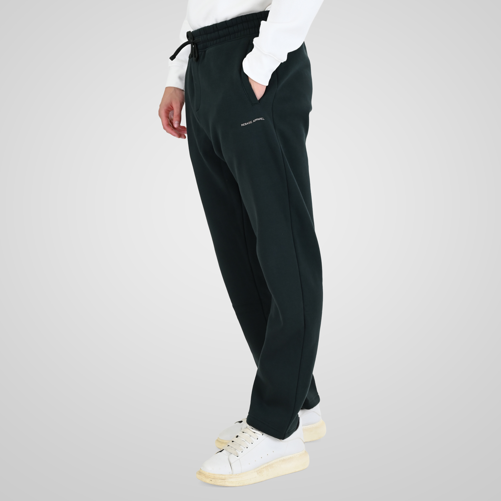262RPAN-6048 JOGGER PANTS WITH ELASTIC WAISTBAND AND HIGH DENSITY PRINT (RELAXED FIT) (BRUSHED FLEECE) FOREST GREEN - Image 3