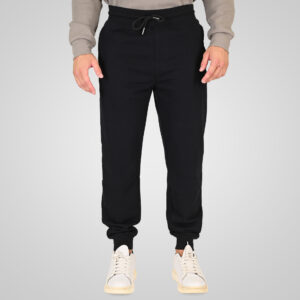 262RPAN-6049 JOGGER PANTS WITH ELASTIC WAISTBAND. HEM AND DENSE EMBROIDERY (TERRY FLEECE) BLACK