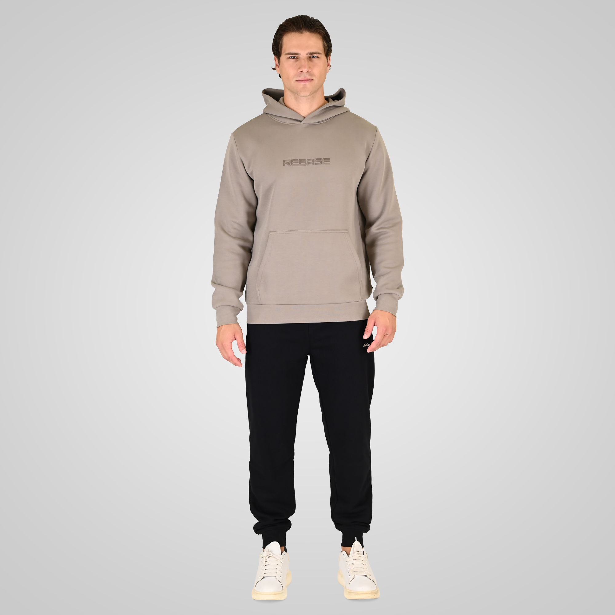262RPAN-6049 JOGGER PANTS WITH ELASTIC WAISTBAND. HEM AND DENSE EMBROIDERY (TERRY FLEECE) BLACK - Image 2