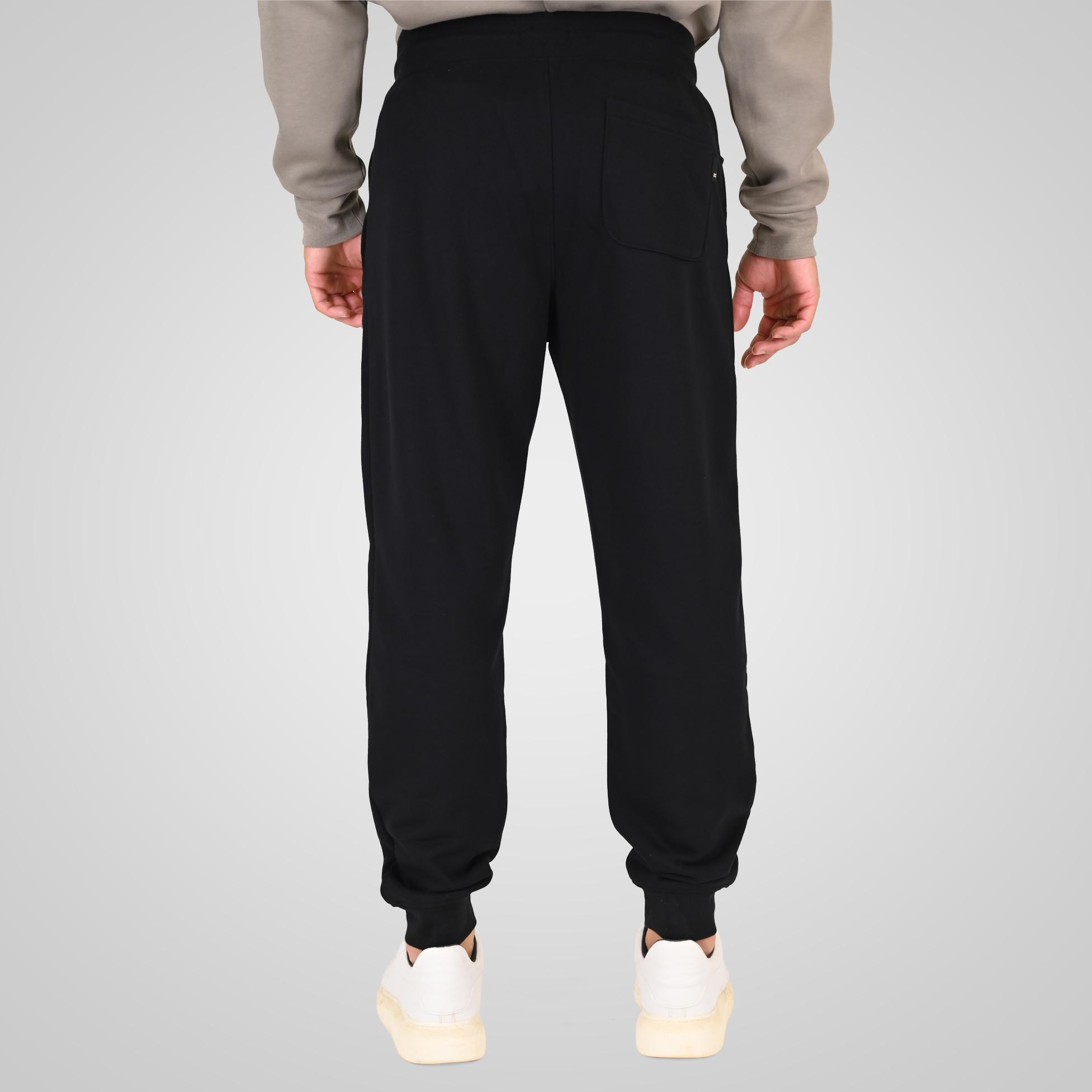 262RPAN-6049 JOGGER PANTS WITH ELASTIC WAISTBAND. HEM AND DENSE EMBROIDERY (TERRY FLEECE) BLACK - Image 4