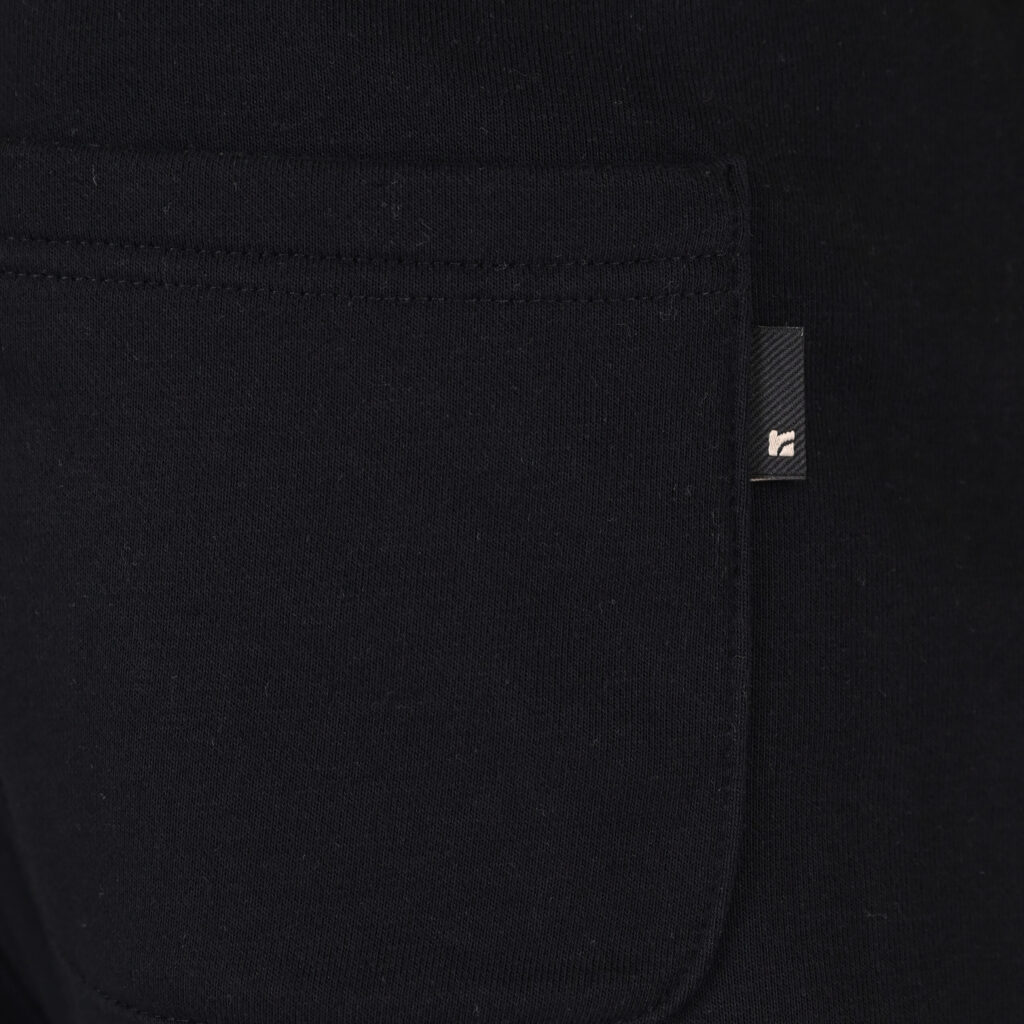 262RPAN-6049 JOGGER PANTS WITH ELASTIC WAISTBAND. HEM AND DENSE EMBROIDERY (TERRY FLEECE) BLACK