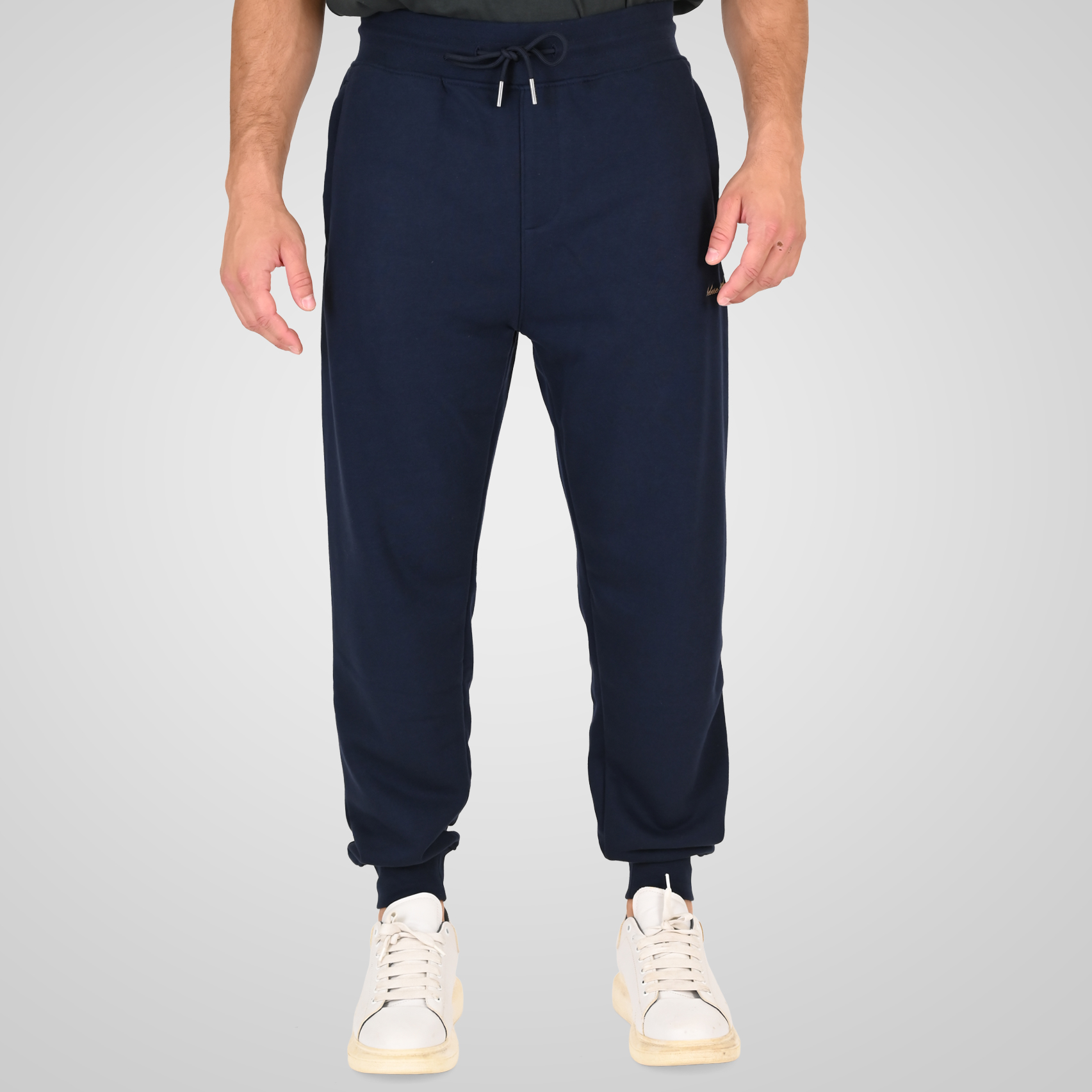 262RPAN-6049 JOGGER PANTS WITH ELASTIC WAISTBAND. HEM AND DENSE EMBROIDERY (TERRY FLEECE) NAVY - Image 1