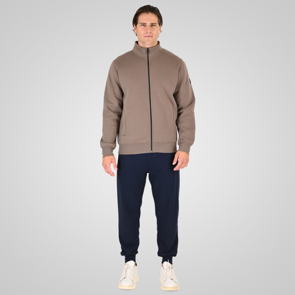 262RPAN-6049 JOGGER PANTS WITH ELASTIC WAISTBAND. HEM AND DENSE EMBROIDERY (TERRY FLEECE) NAVY