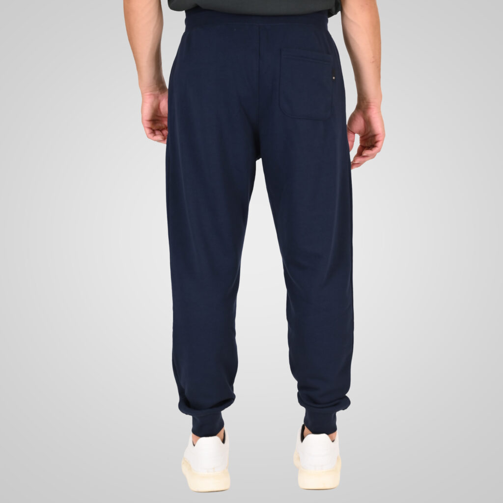262RPAN-6049 JOGGER PANTS WITH ELASTIC WAISTBAND. HEM AND DENSE EMBROIDERY (TERRY FLEECE) NAVY