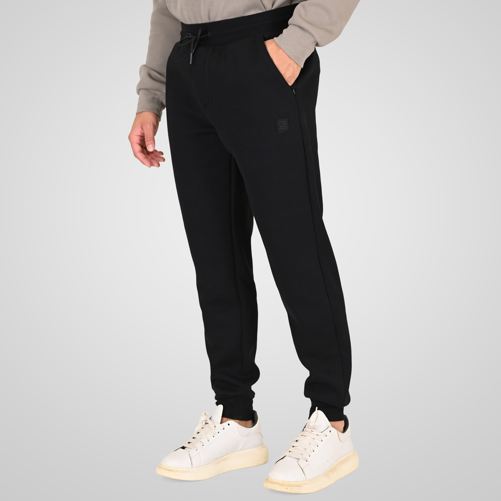 262RPAN-6050 JOGGER PANTS WITH ELASTIC WAISTBAND AND HEM (INTERLOCK) BLACK - Image 3
