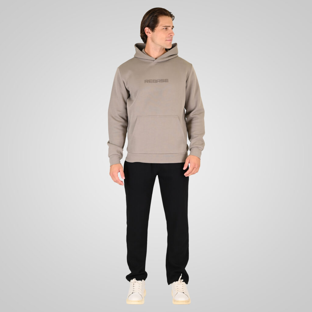 262RPAN-6051 JOGGER PANTS WITH ELASTIC WAISTBAND (WAFFLE) BLACK
