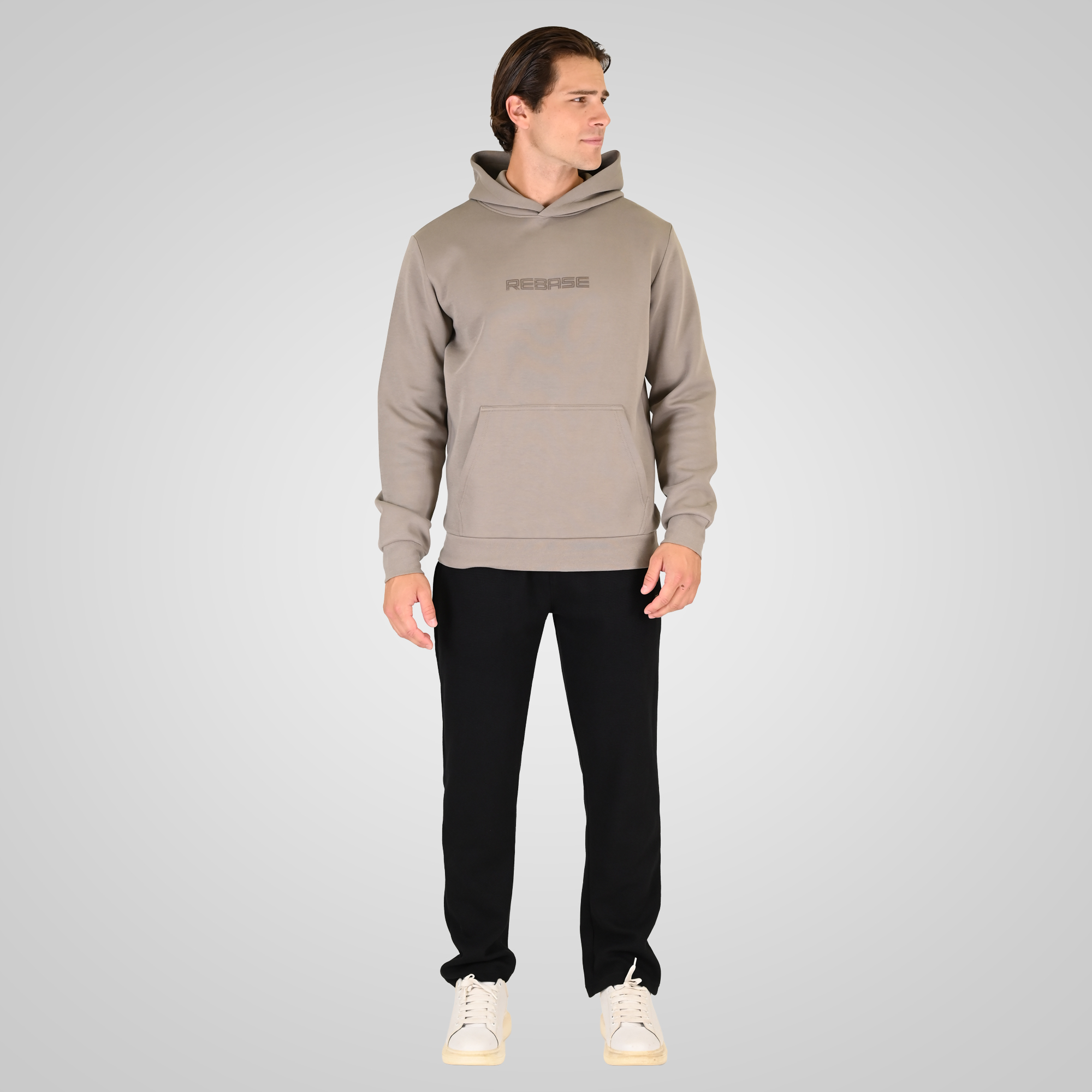 262RPAN-6051 JOGGER PANTS WITH ELASTIC WAISTBAND (WAFFLE) BLACK - Image 2