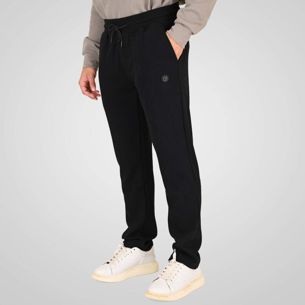 262RPAN-6051 JOGGER PANTS WITH ELASTIC WAISTBAND (WAFFLE) BLACK