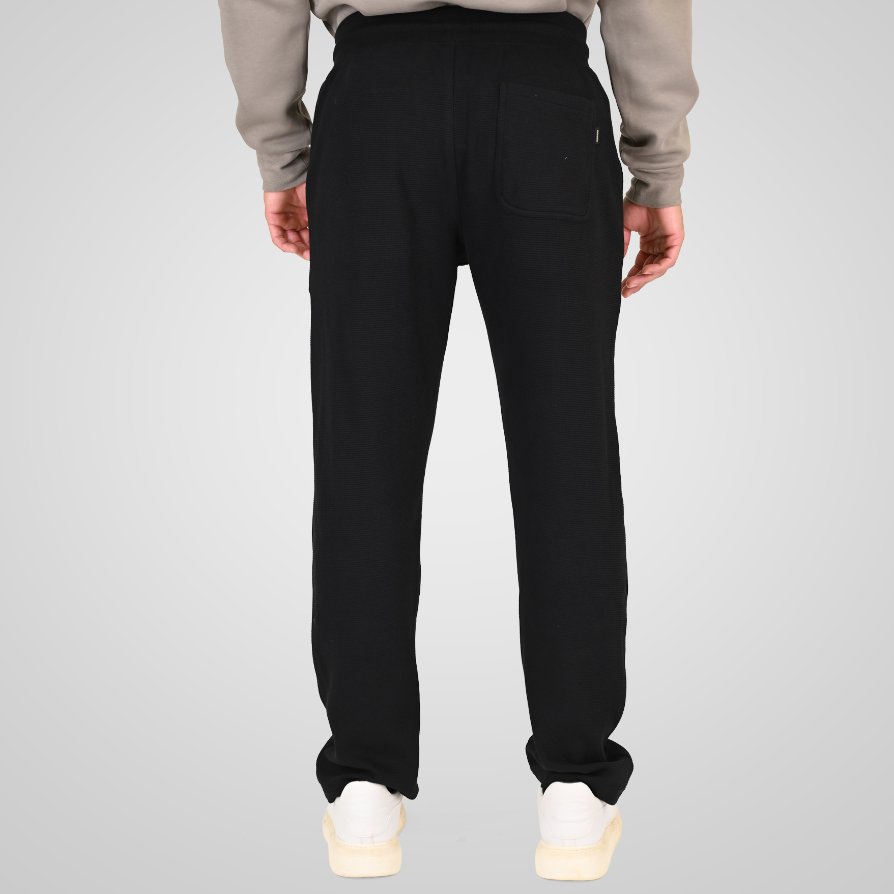 262RPAN-6051 JOGGER PANTS WITH ELASTIC WAISTBAND (WAFFLE) BLACK - Image 4