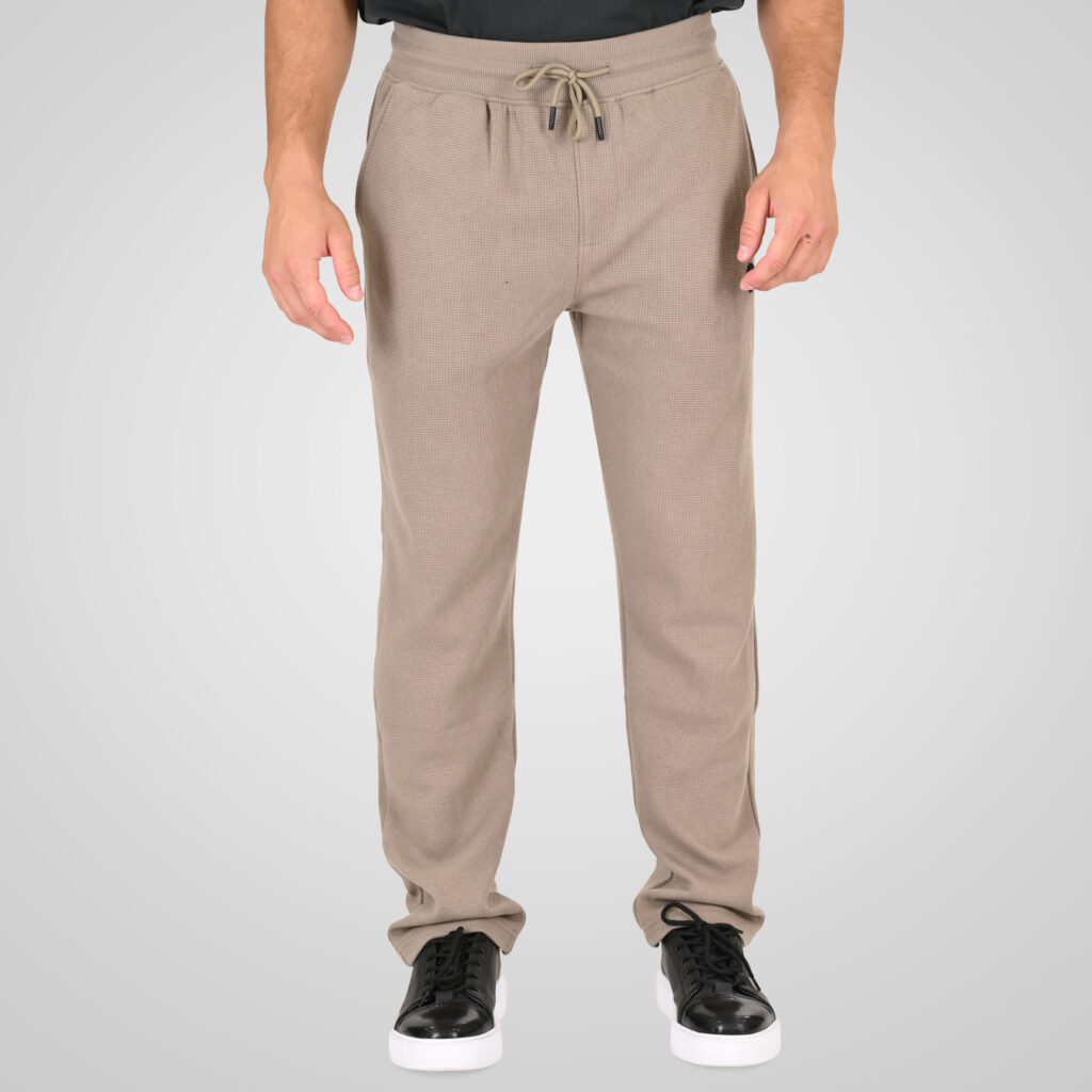 262RPAN-6051 JOGGER PANTS WITH ELASTIC WAISTBAND (WAFFLE) LT TAUPE