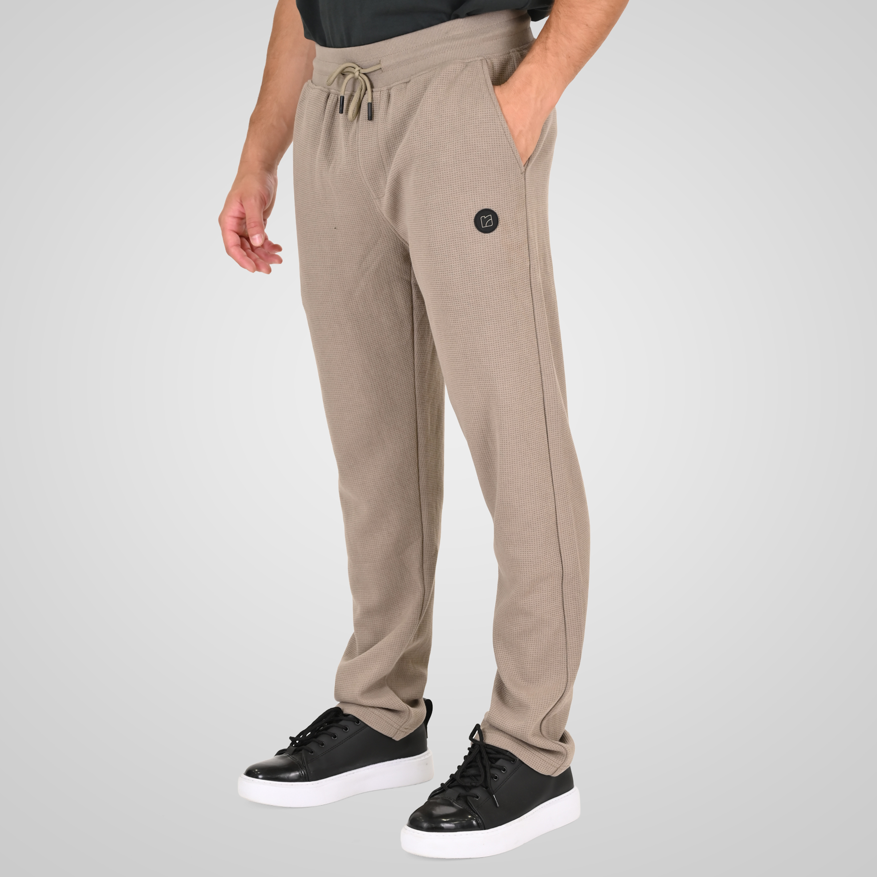 262RPAN-6051 JOGGER PANTS WITH ELASTIC WAISTBAND (WAFFLE) LT TAUPE - Image 3