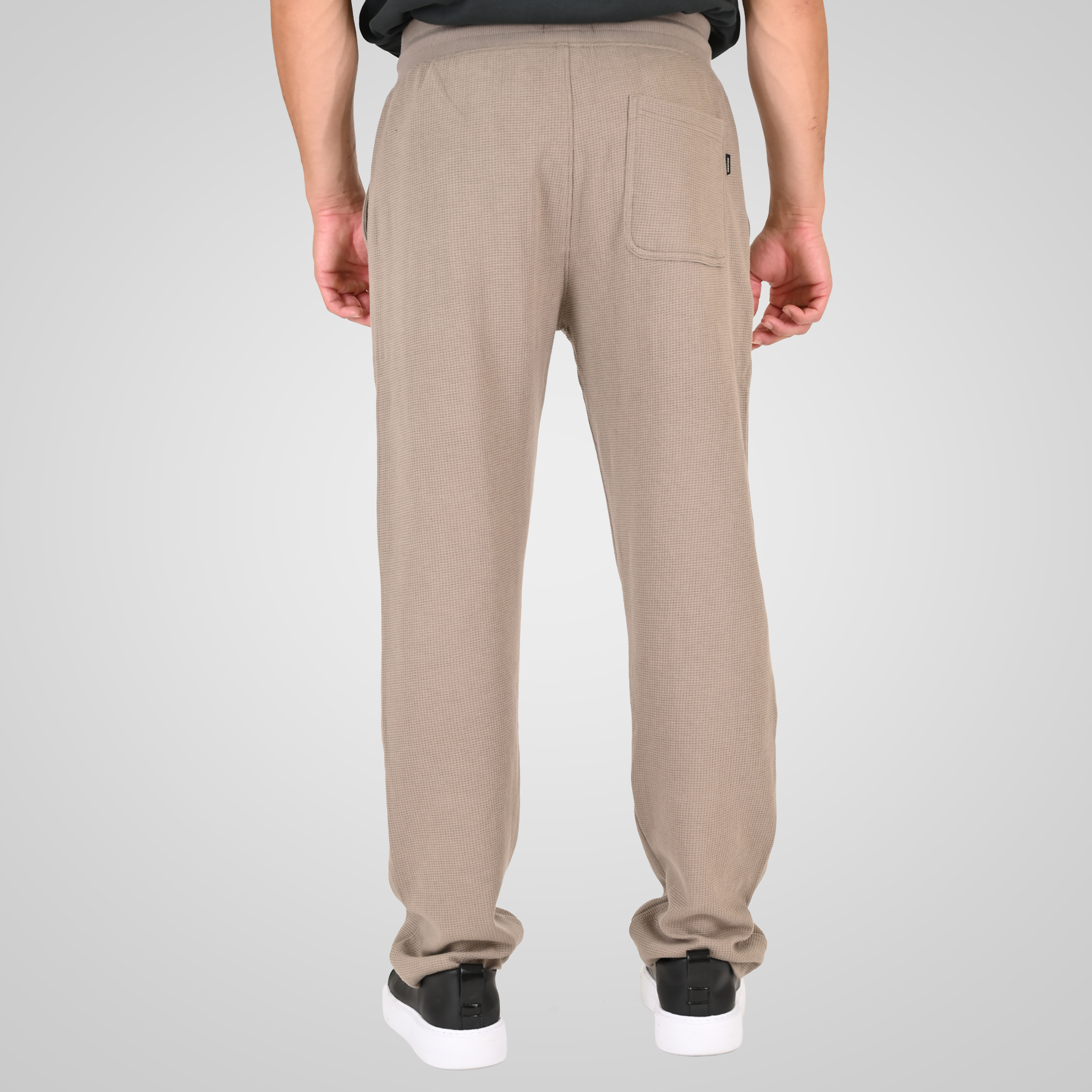 262RPAN-6051 JOGGER PANTS WITH ELASTIC WAISTBAND (WAFFLE) LT TAUPE - Image 4