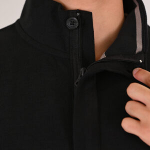 262RSEL-1135 TOP WITH ZIPPER UNDER HALF MAIN PLACKET (SELANIK WITH PEACH FINISH) BLACK - Image 6