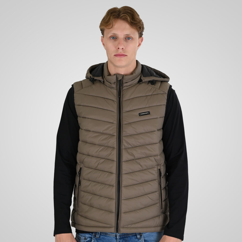 262RSJK-2085 JACKETS SLEEVELESS TAUPE