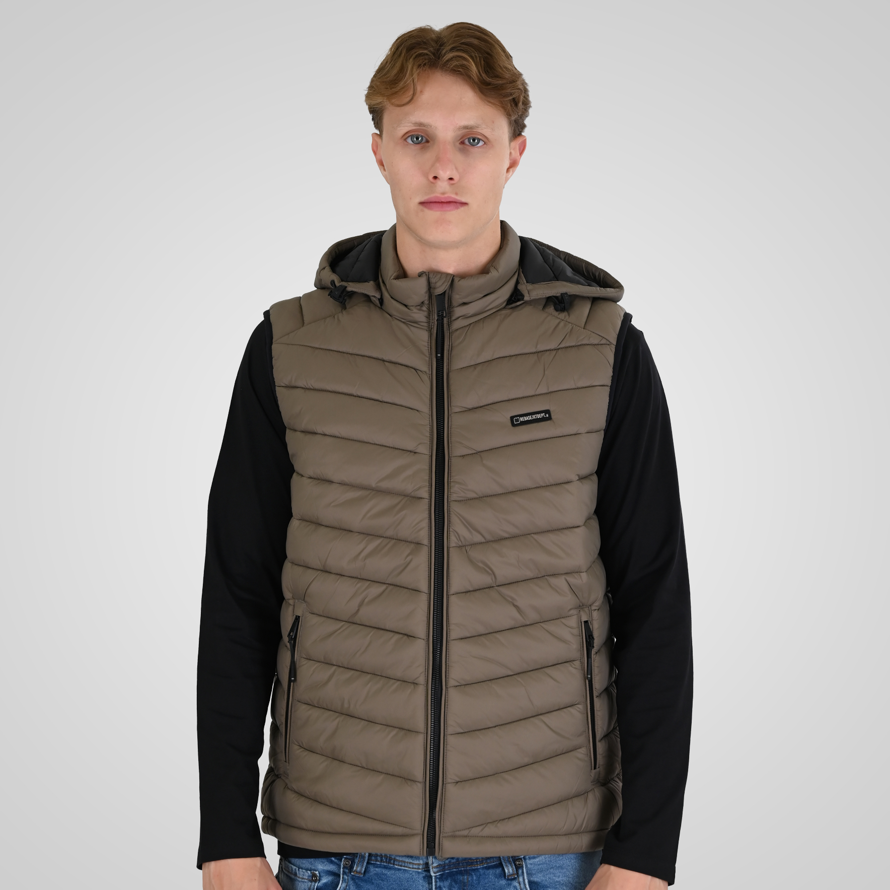 262RSJK-2085 JACKETS SLEEVELESS TAUPE - Image 1