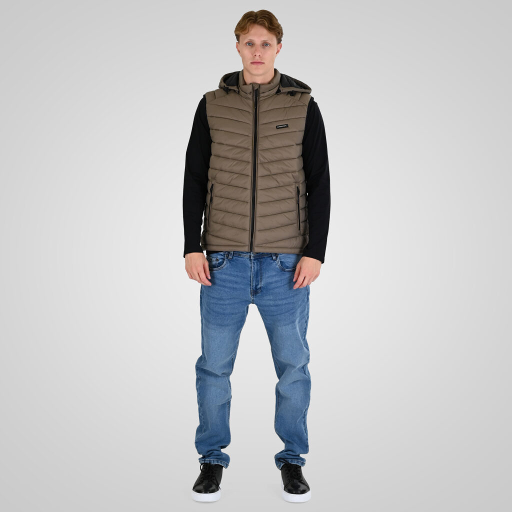 262RSJK-2085 JACKETS SLEEVELESS TAUPE