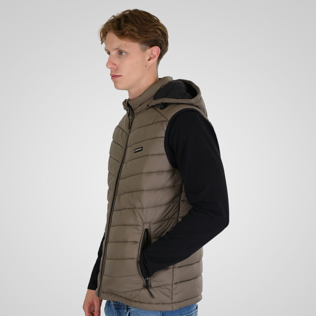 262RSJK-2085 JACKETS SLEEVELESS TAUPE