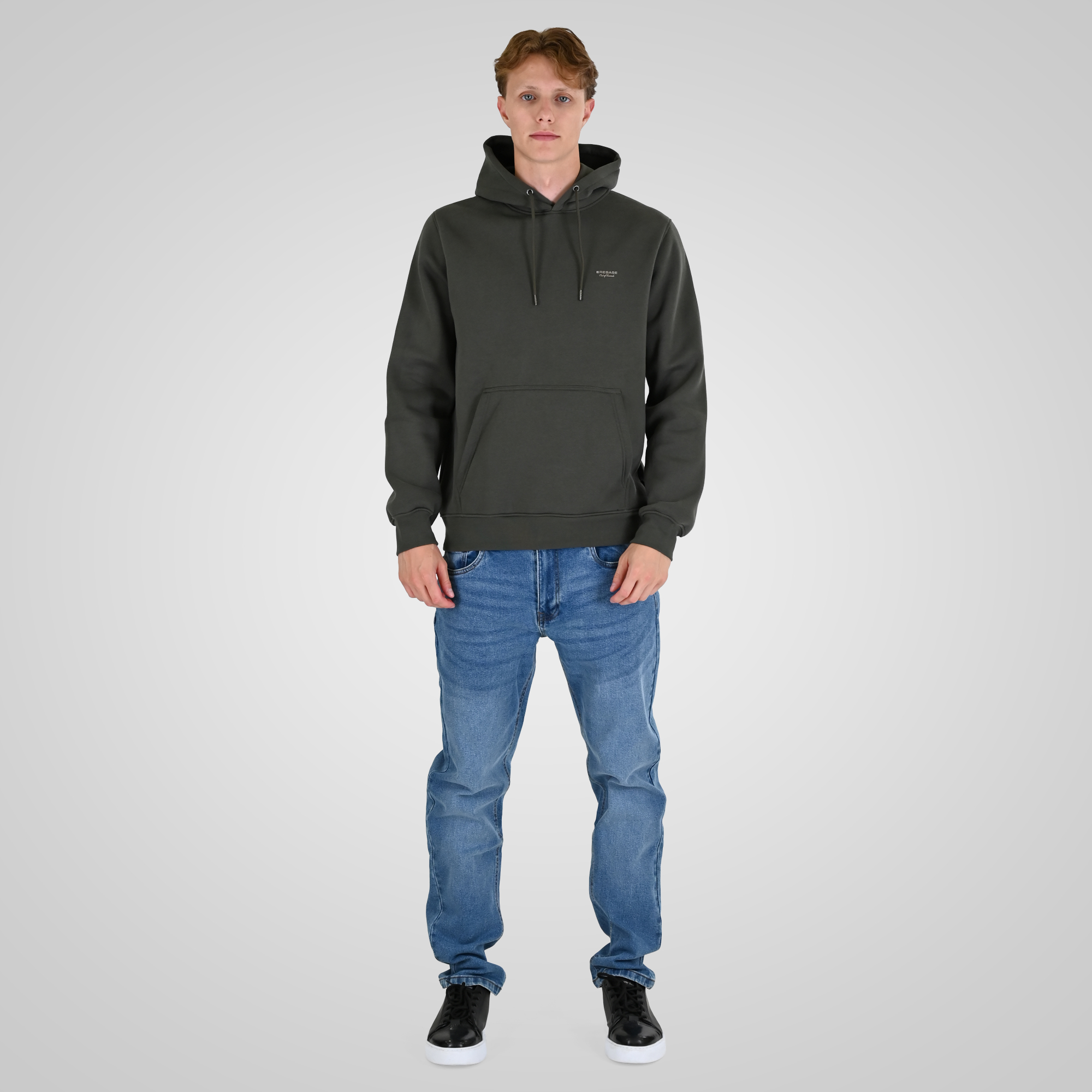 262RTOP-1100 HOODIE WITH HIGH DENSITY PRINT (BRUSHED FLEECE) KHAKI - Image 2