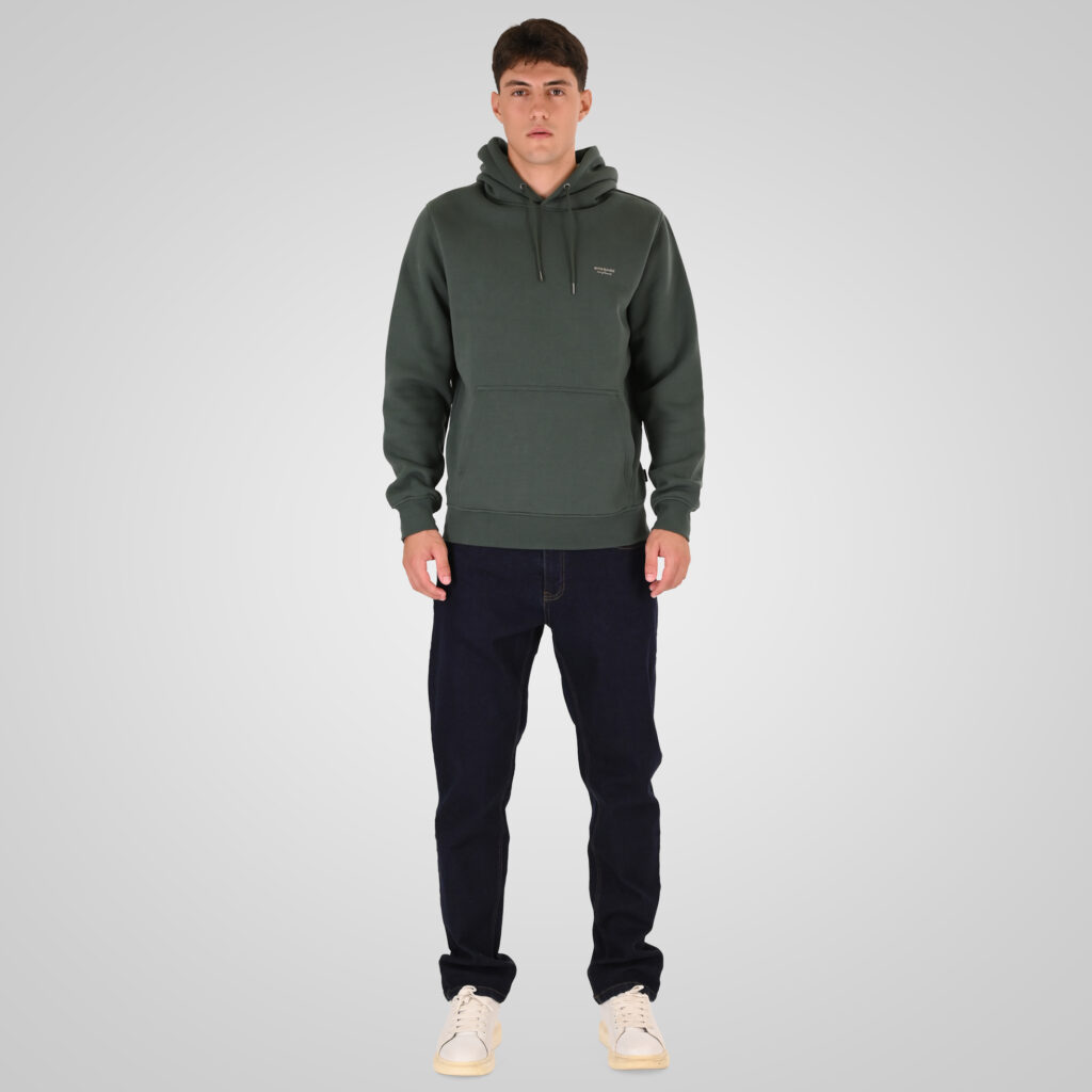 262RTOP-1100 HOODIE WITH HIGH DENSITY PRINT (BRUSHED FLEECE) MOSS GREEN