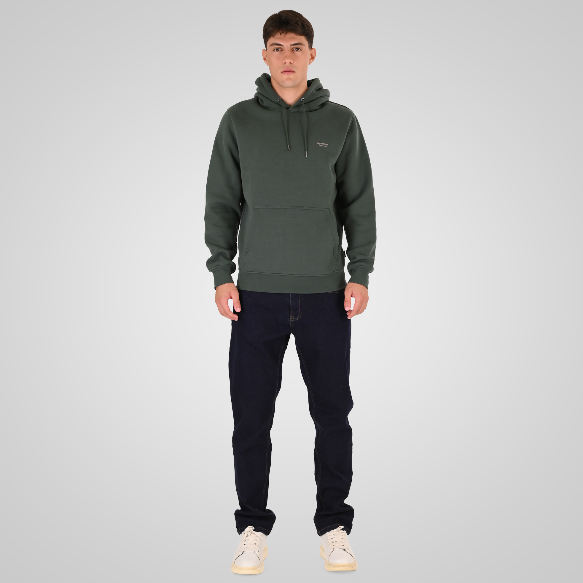 262RTOP-1100 HOODIE WITH HIGH DENSITY PRINT (BRUSHED FLEECE) MOSS GREEN - Image 2