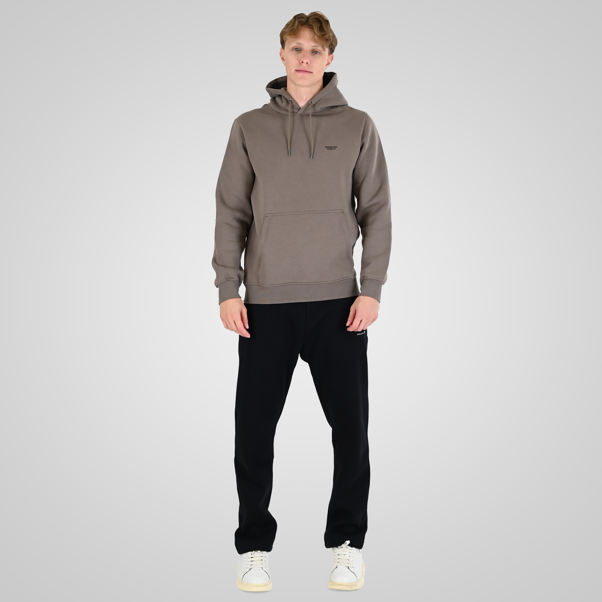 262RTOP-1100 HOODIE WITH HIGH DENSITY PRINT (BRUSHED FLEECE) TAUPE - Image 2