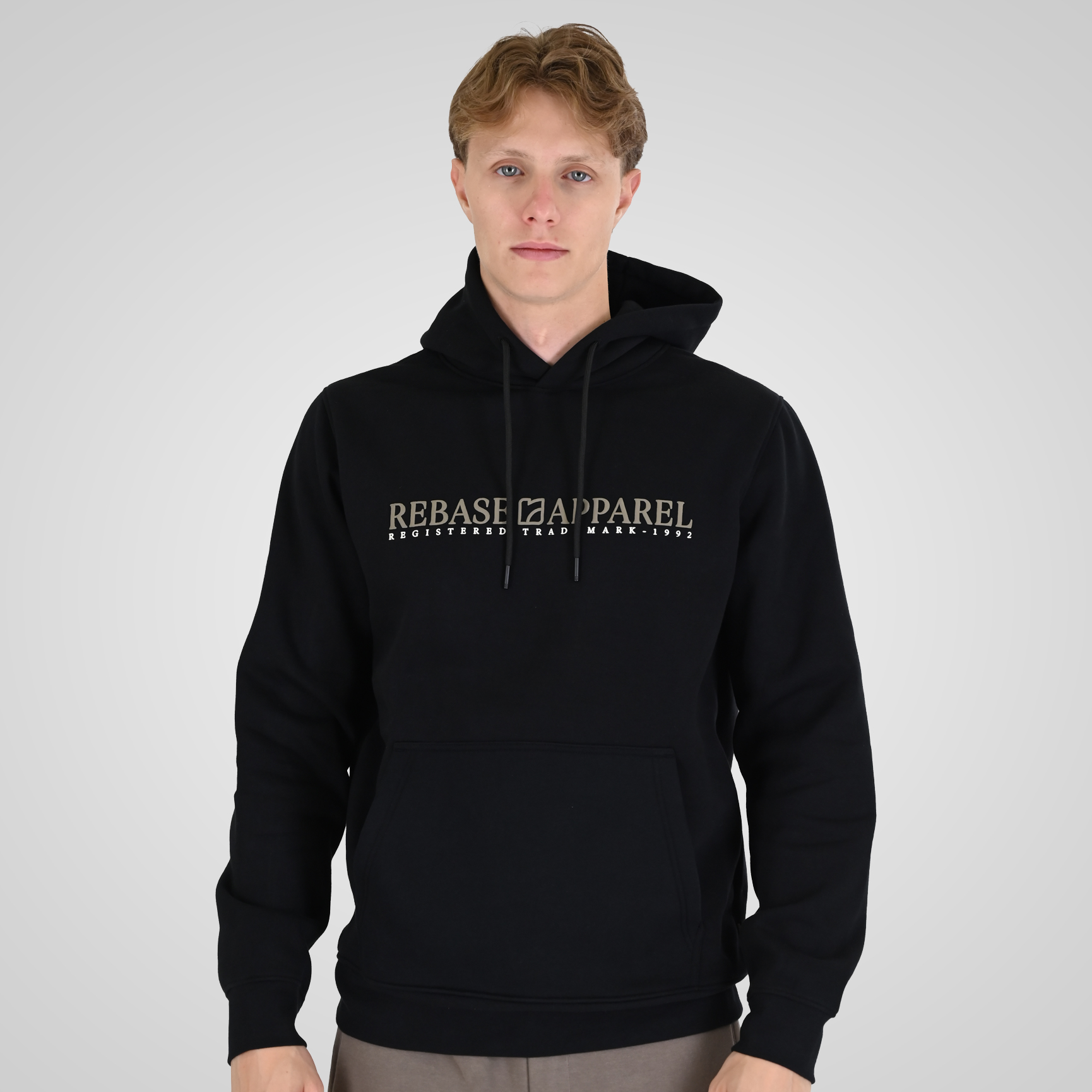 262RTOP-1101 HOODIE WITH PUFF PRINT (BRUSHED FLEECE) BLACK - Image 1