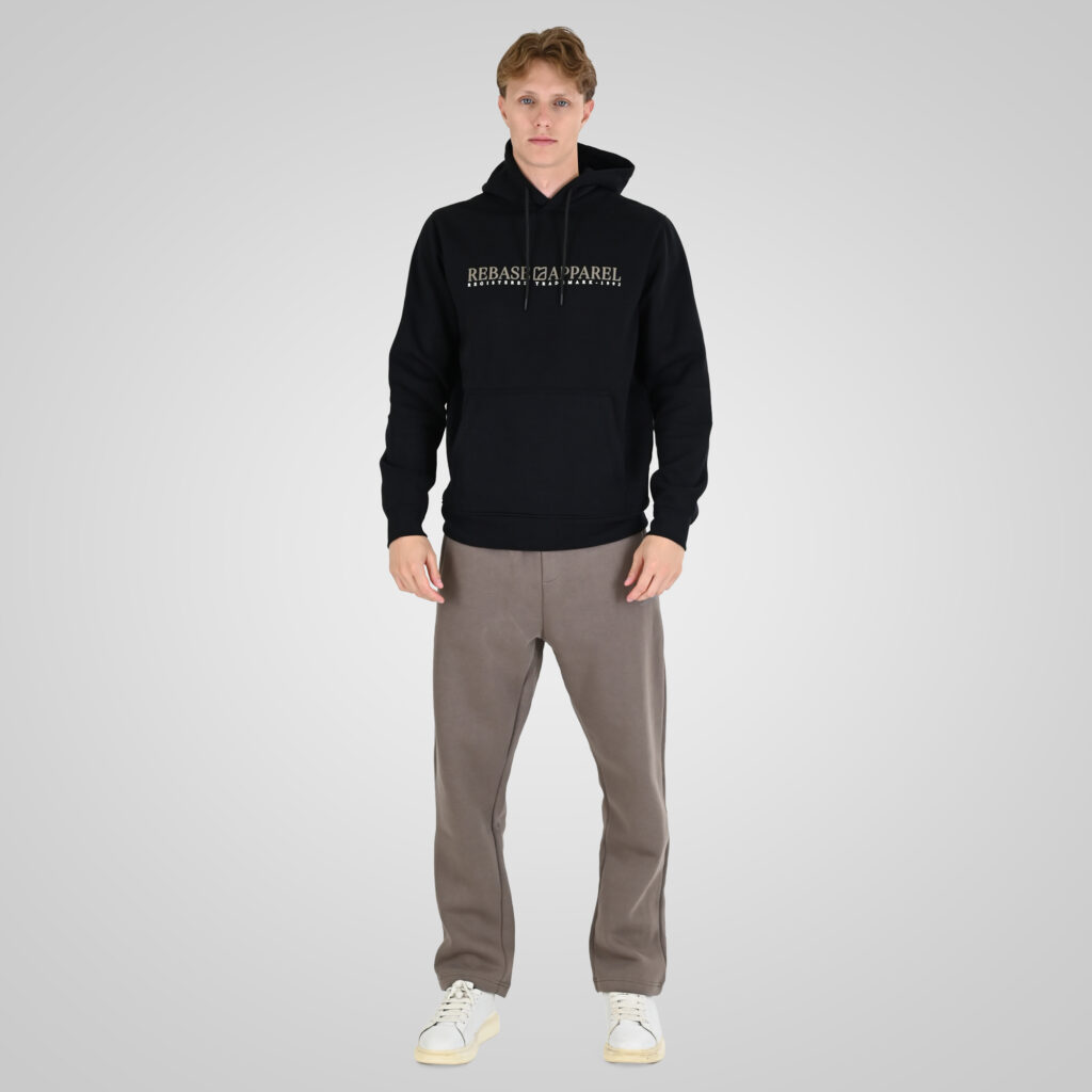 262RTOP-1101 HOODIE WITH PUFF PRINT (BRUSHED FLEECE) BLACK