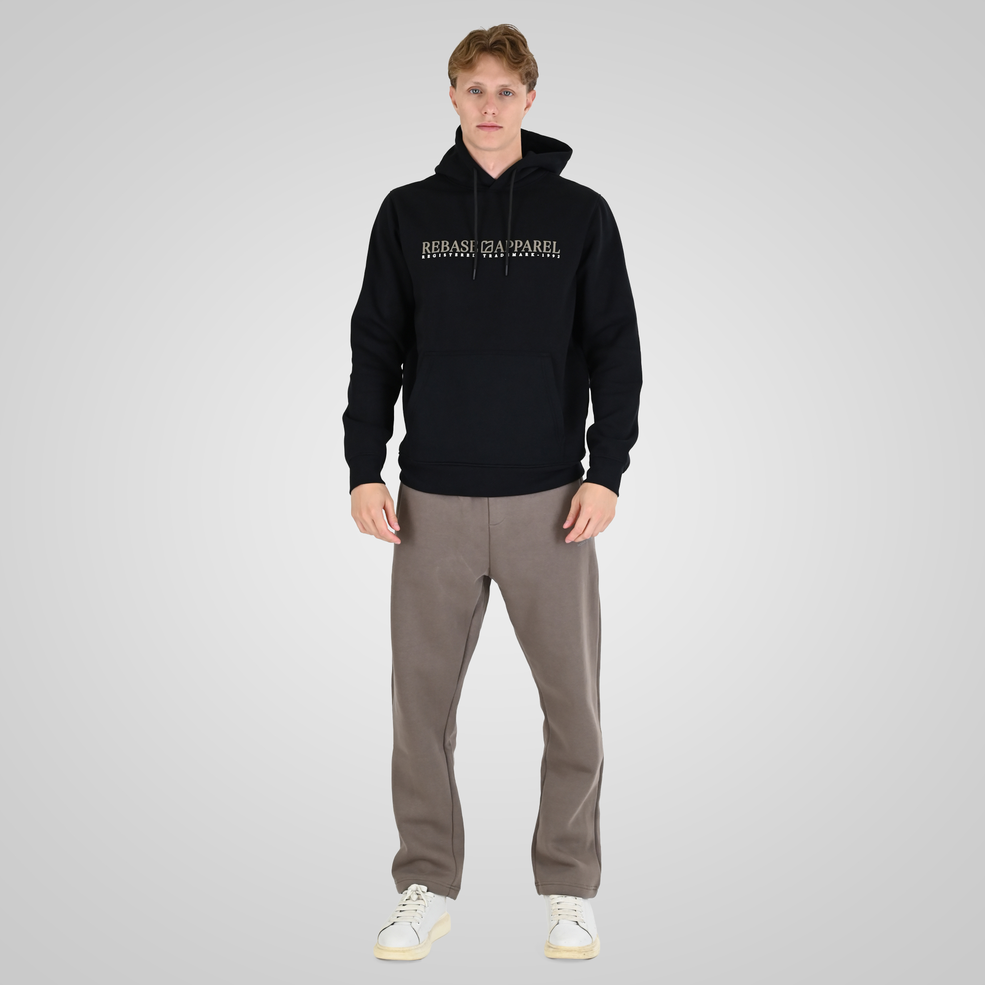 262RTOP-1101 HOODIE WITH PUFF PRINT (BRUSHED FLEECE) BLACK - Image 2