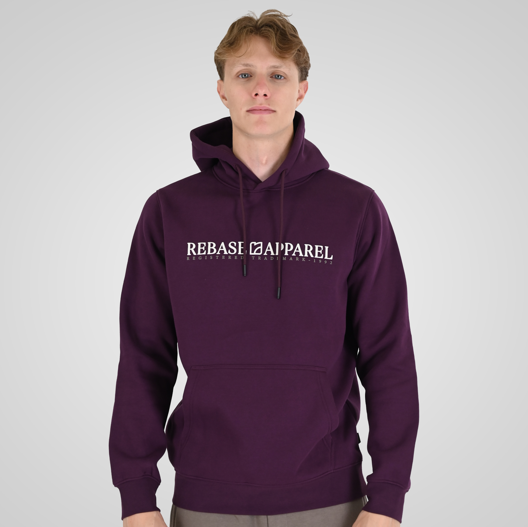 262RTOP-1101 HOODIE WITH PUFF PRINT (BRUSHED FLEECE) DK RASPBERRY - Image 1