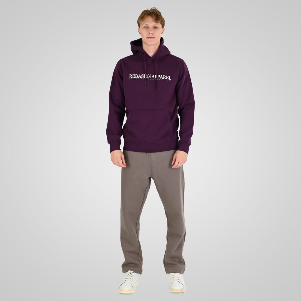 262RTOP-1101 HOODIE WITH PUFF PRINT (BRUSHED FLEECE) DK RASPBERRY