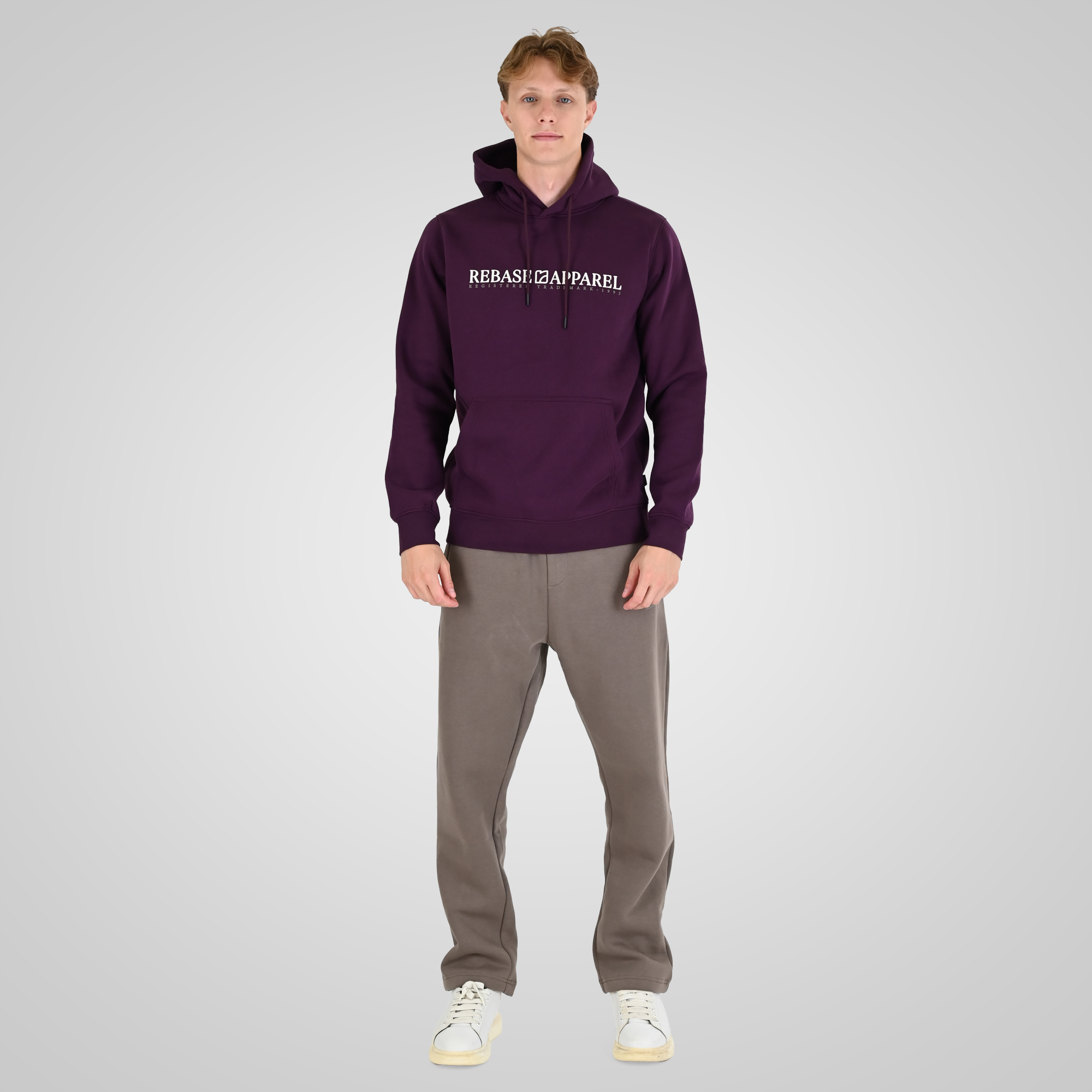 262RTOP-1101 HOODIE WITH PUFF PRINT (BRUSHED FLEECE) DK RASPBERRY - Image 2