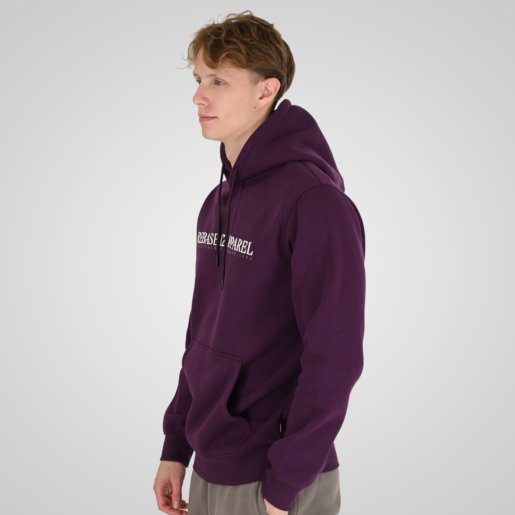 262RTOP-1101 HOODIE WITH PUFF PRINT (BRUSHED FLEECE) DK RASPBERRY - Image 3