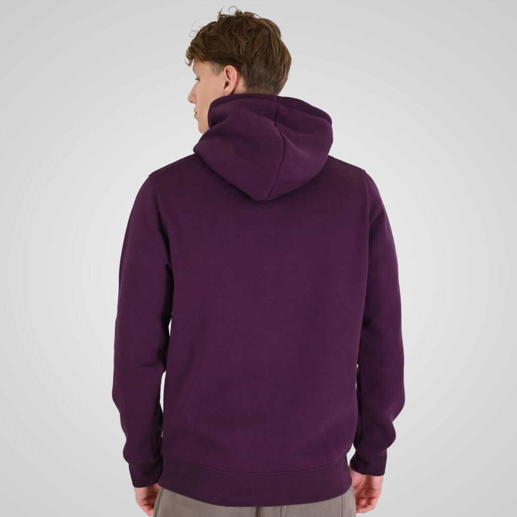 262RTOP-1101 HOODIE WITH PUFF PRINT (BRUSHED FLEECE) DK RASPBERRY