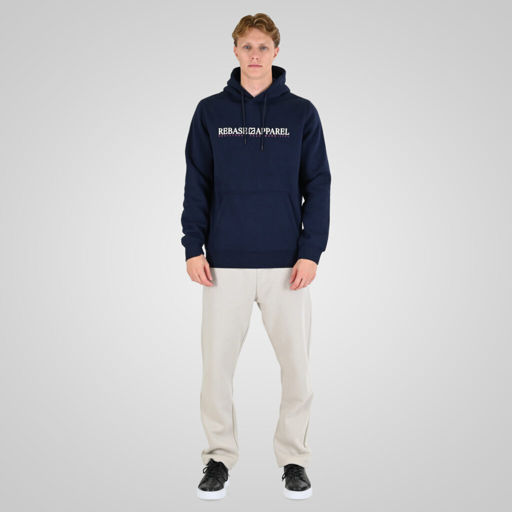 262RTOP-1101 HOODIE WITH PUFF PRINT (BRUSHED FLEECE) NAVY