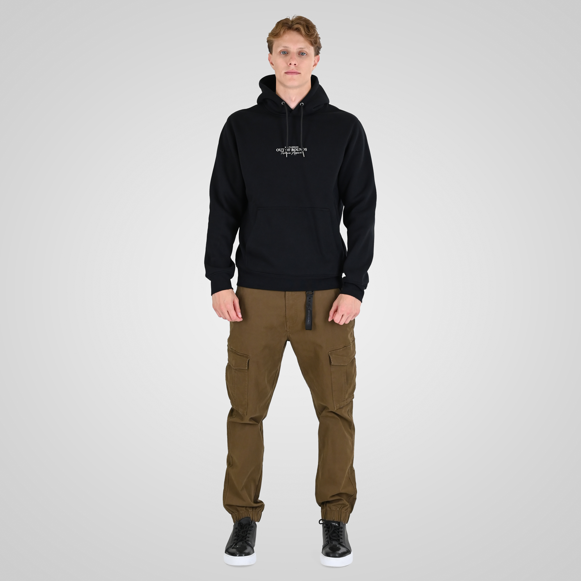 262RTOP-1102 HOODIE WITH HIGH DENSITY PRINT (BRUSHED FLEECE) BLACK - Image 2