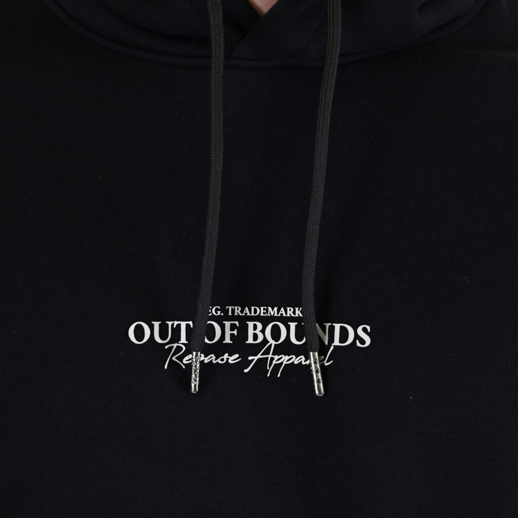 262RTOP-1102 HOODIE WITH HIGH DENSITY PRINT (BRUSHED FLEECE) BLACK
