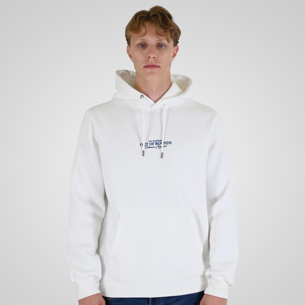 262RTOP-1102 HOODIE WITH HIGH DENSITY PRINT (BRUSHED FLEECE) OFF WHITE