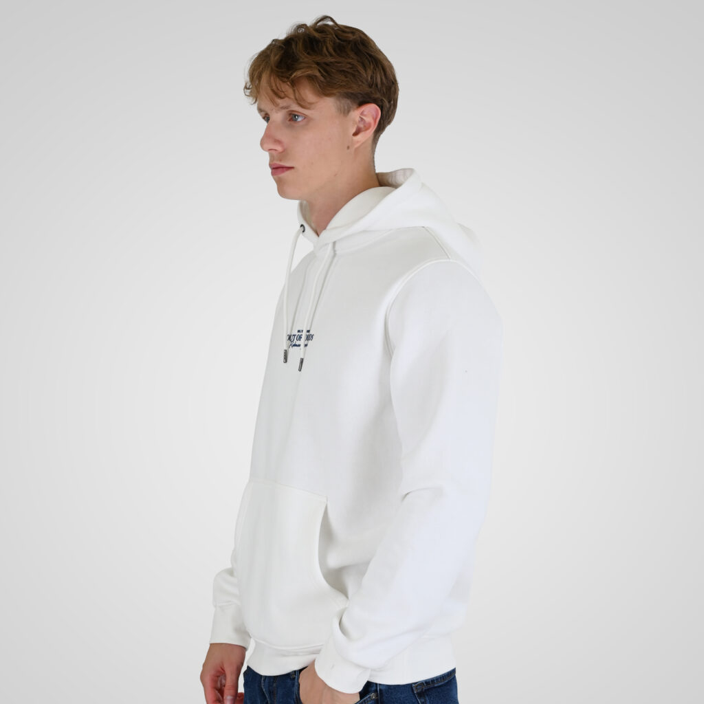 262RTOP-1102 HOODIE WITH HIGH DENSITY PRINT (BRUSHED FLEECE) OFF WHITE