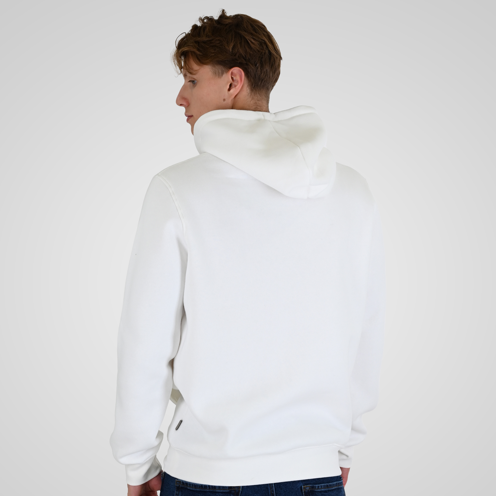 262RTOP-1102 HOODIE WITH HIGH DENSITY PRINT (BRUSHED FLEECE) OFF WHITE - Image 4
