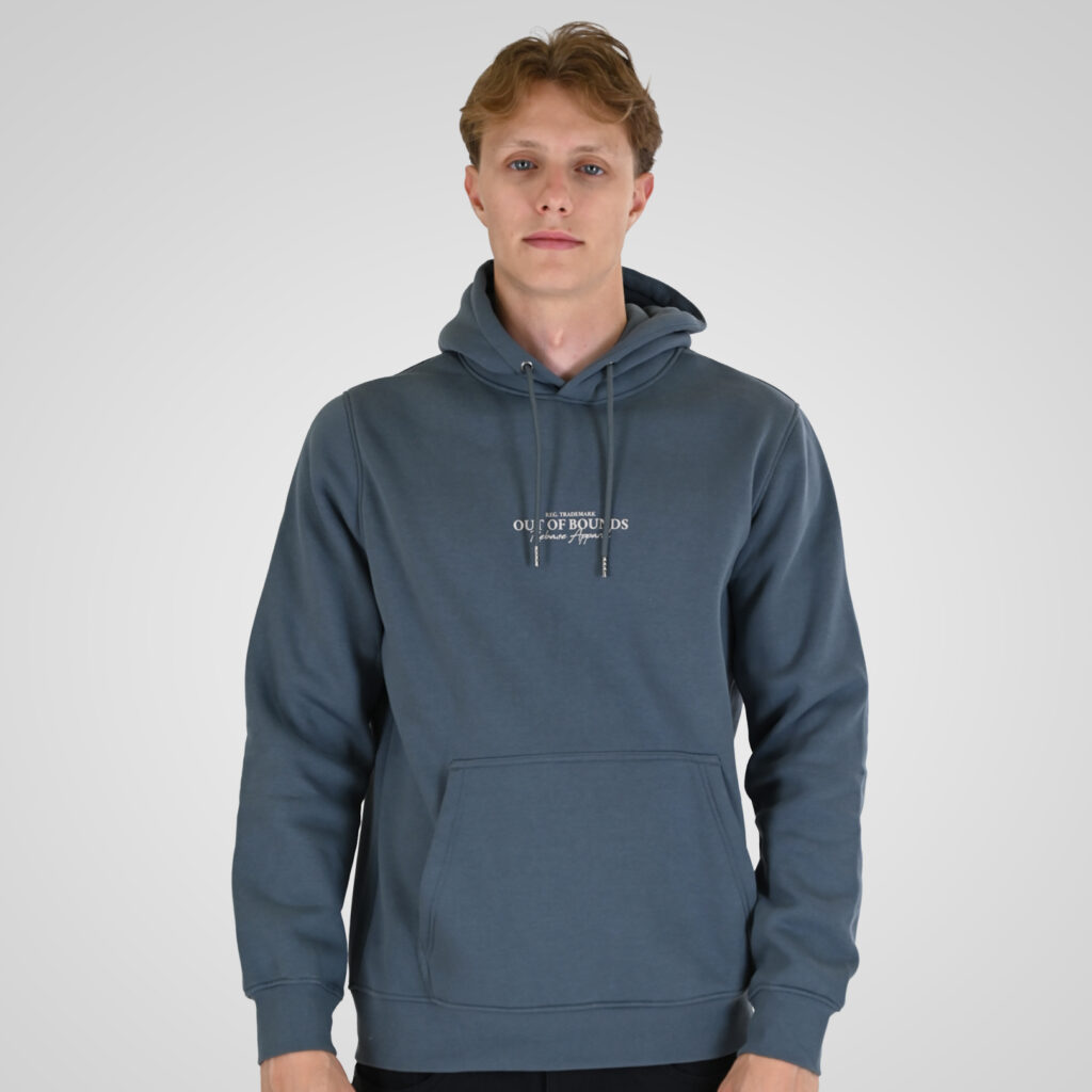262RTOP-1102 HOODIE WITH HIGH DENSITY PRINT (BRUSHED FLEECE) STONE BLUE
