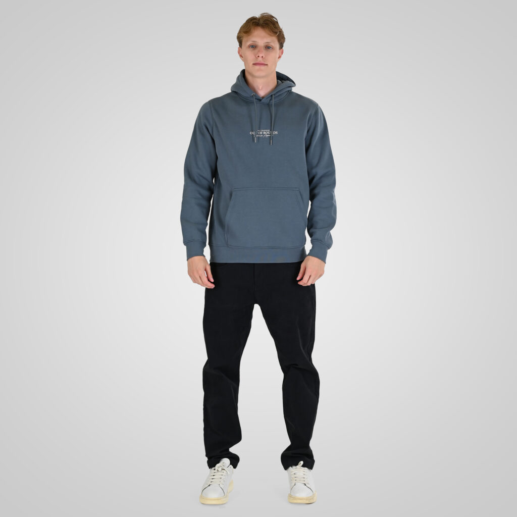 262RTOP-1102 HOODIE WITH HIGH DENSITY PRINT (BRUSHED FLEECE) STONE BLUE