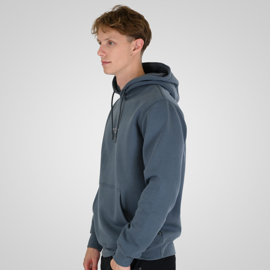 262RTOP-1102 HOODIE WITH HIGH DENSITY PRINT (BRUSHED FLEECE) STONE BLUE