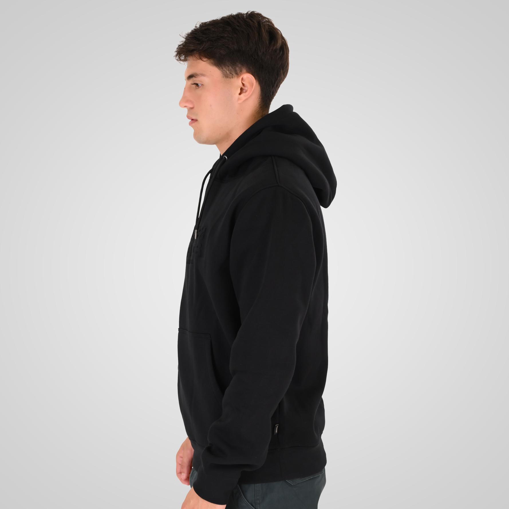 262RTOP-1103 HOODIE WITH PRESSED-EMBOSSED PRINT (BRUSHED FLEECE) BLACK - Image 3