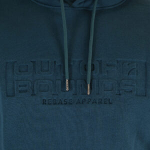 262RTOP-1103 HOODIE WITH PRESSED-EMBOSSED PRINT (BRUSHED FLEECE) DEEP TEAL - Image 5
