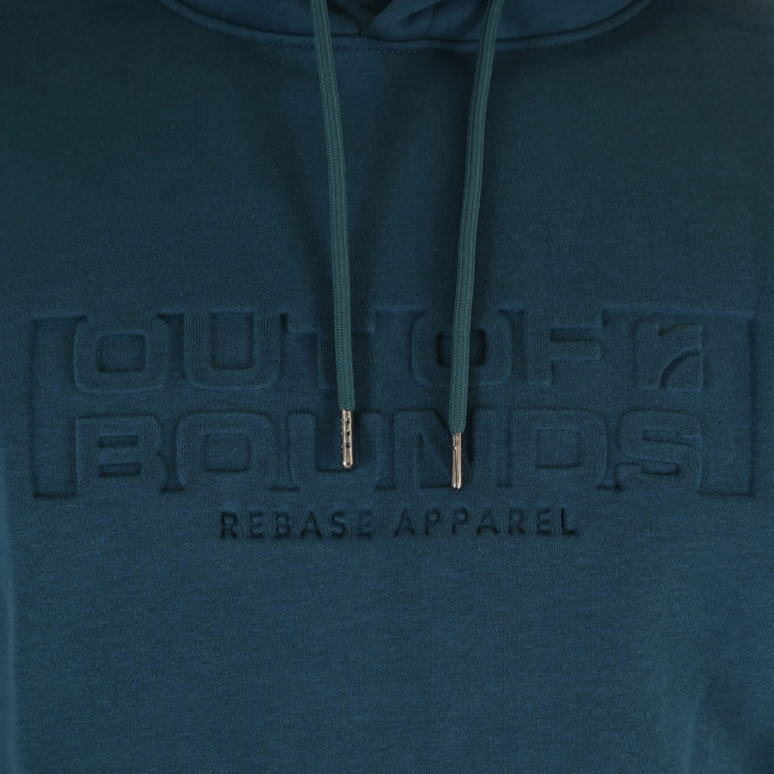 262RTOP-1103 HOODIE WITH PRESSED-EMBOSSED PRINT (BRUSHED FLEECE) DEEP TEAL - Image 5
