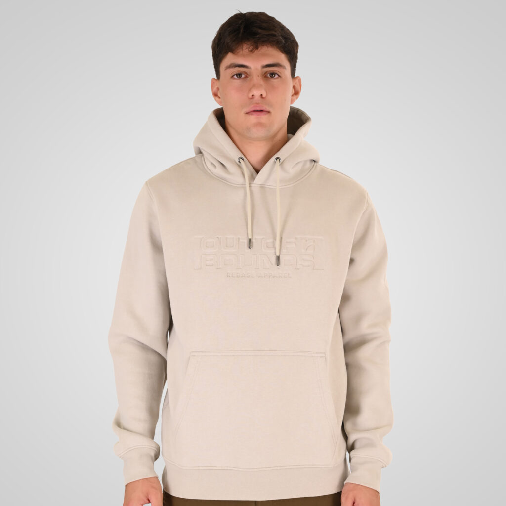 262RTOP-1103 HOODIE WITH PRESSED-EMBOSSED PRINT (BRUSHED FLEECE) ICE