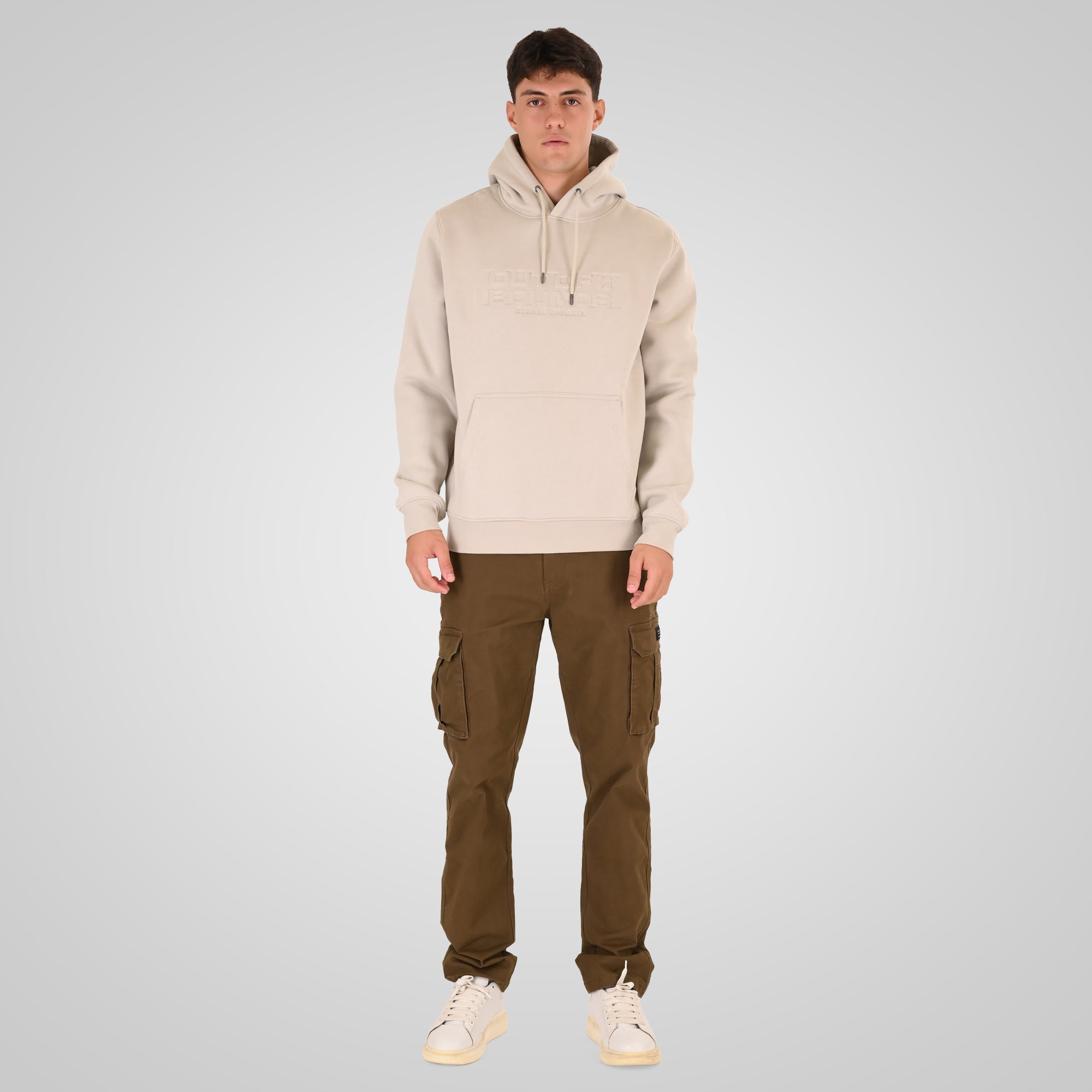 262RTOP-1103 HOODIE WITH PRESSED-EMBOSSED PRINT (BRUSHED FLEECE) ICE - Image 2