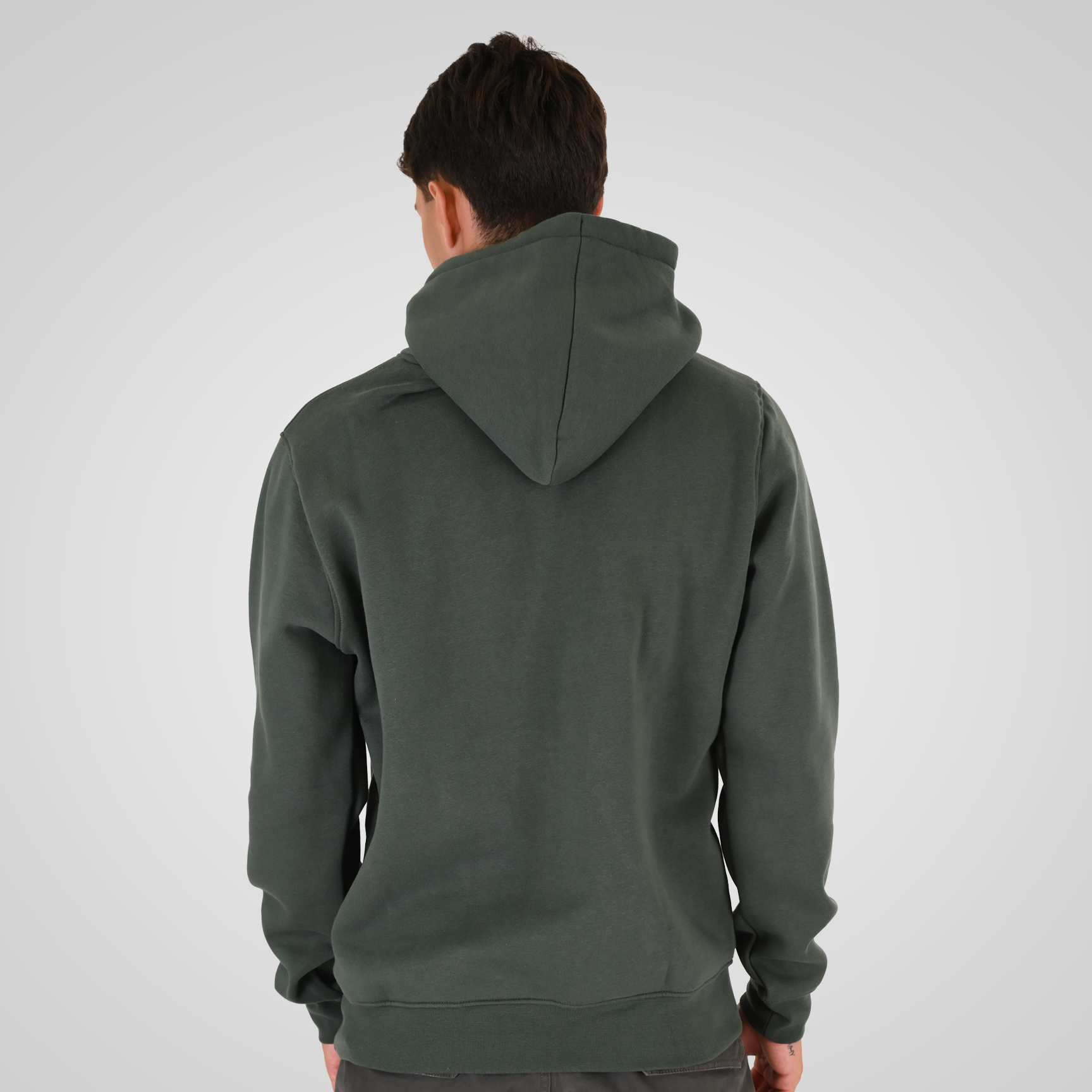 262RTOP-1103 HOODIE WITH PRESSED-EMBOSSED PRINT (BRUSHED FLEECE) MOSS GREEN - Image 4